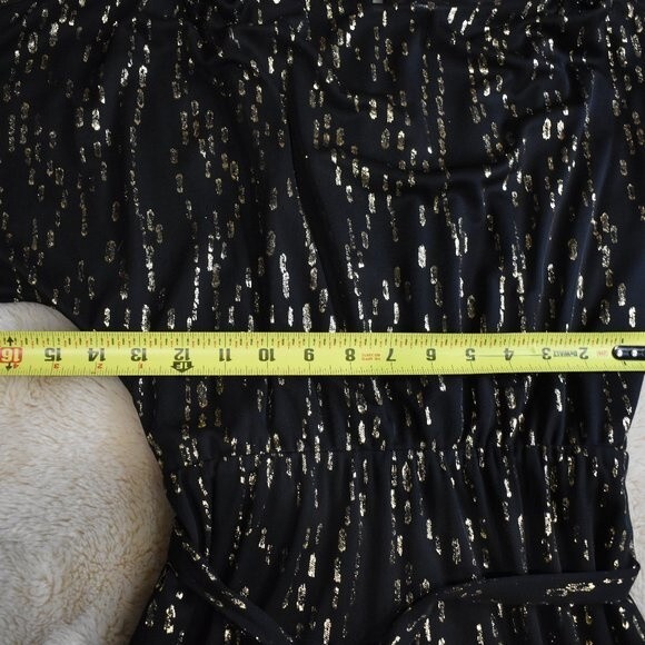 Jessica Simpson Dress Size Small Black Gold Short Sleeve - Picture 7 of 14